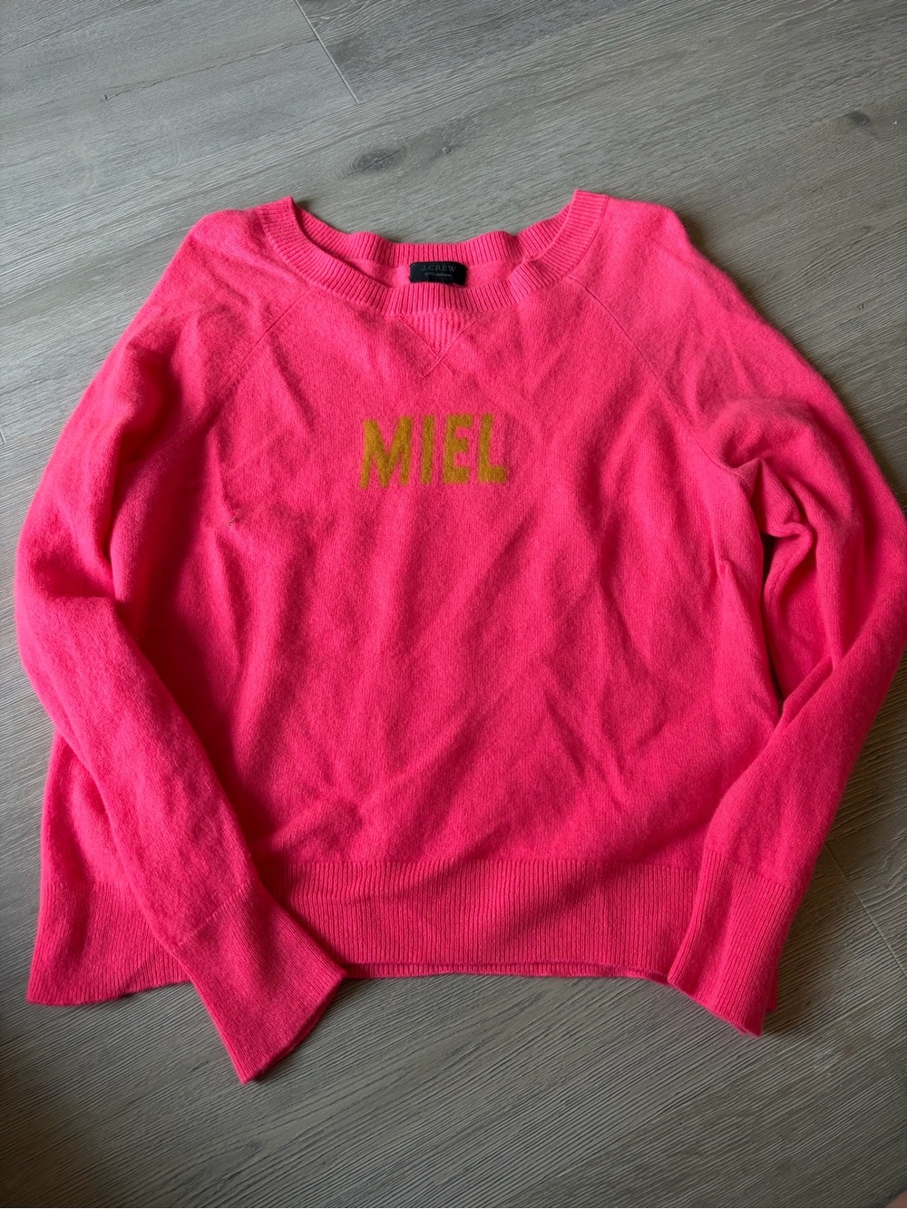 J. Crew Bright Pink Cashmere Crewneck Sweater